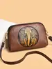 Bolsa para Teléfono Móvil de Exportación de Comercio Exterior Transfronterizo, Bolso Cruzado Horizontal para Mujer de Mediana Edad, Bolso de Mamá Pequeño con Elefante Tallado en Cuero Estilo Chino, Billetera