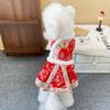 Gatos e cães Ano Novo Chinês Festivo Vestido acolchoado de algodão Outono e Inverno forrado de lã Engrossado Pequeno e Médio Teddy Hanfu Transfronteiriço