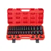 Chave de Impacto a Ar Hexagonal Espessada de 1/2 Polegada Conjunto de Soquetes Pneumáticos Conjunto de 35 Peças Conjunto de Ferramentas Pneumáticas de Soquete para Reparo Automotivo