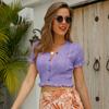 Cardigan de Punto Delgado de Manga Corta con Cuello en V para Mujer, Nuevo Estilo de Verano, Top Corto de Cintura Alta Jr2355