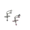 Anillo de Acero de Titanio 316L Chapado en Oro con Herradura de Perla Pendientes de Cruz Perforación Doble de Oreja Studs para Hélice de Oreja Apilables Colgante de Acero de Titanio