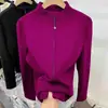 Moletom versátil com zíper e manga longa para o inverno feminino, cardigã de fleece espesso dupla face, jovem e estiloso, jaqueta top quente