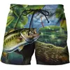 Nuevos Shorts de Verano para Hombre Grupo de Peces Impresión Digital 3D Tendencia de Verano en Amazon Casual Rectos Estampado