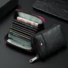 Cartera delgada de cuero PU para tarjetas, tarjetero ligero de negocios, estuche para tarjetas de crédito, múltiples ranuras, monedero de tarjetas portátil para hombres y mujeres, uso diario