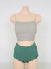 Bikini de Tirantes Coreano para Mujer, de Alta Gama, Dividido, Conservador, de Color Contrastante, de Cintura Alta, Sencillo, para la Playa