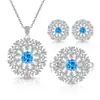 Bestseller transfronterizo de transmisión en vivo europea y americana: Pendientes, anillos, collares y conjuntos de joyería de piedras preciosas de colores con incrustaciones de circonita y diamantes completos