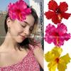 Grampo de Cabelo Flor de Hibisco Havaiano Transfronteiriço Estilo Férias na Praia do Litoral Prendedor Bico de Pato Flor de Tecido Simulada Prendedor de Franja para Mulheres