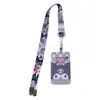 Cordão retrátil de desenho animado com fivela de puxar fácil, conjunto de cartões no atacado, corda longa para pescoço, crachá ajustável Sanrio cabeça grande