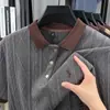 Camiseta tipo Polo de Manga Media Holgada de Verano para Hombre 2025 Nuevo Estilo Top de Textura Tejida Camiseta Transpirable para Cruce de Fronteras Tendencia