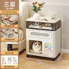 Mesita de noche para gato, Gabinete de almacenamiento multifuncional de doble propósito para mascotas y humanos en el dormitorio, con ruedas universales, Gabinete de almacenamiento de bocadillos para la sala de estar