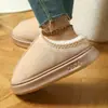 Pantuflas de Algodón con Cordones Cruzados Gamuza Engrosadas Cálidas Unisex para Interior Hogar Suela Suave Antideslizante Zapatos de Algodón con Punta Cerrada