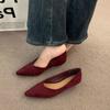 Zapatos de Salón Individuales Marrones de Nicho Estilo Francés para Mujer, Tacones de Cuña Primavera y Otoño 2025, Punta Elegante Puntiaguda, Zapatos de Oficina, Zapatos de Abuela