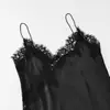 Vestido de tirantes estilo nuevo Primavera/Verano 2026 con encaje de imitación seda, abertura lateral, diseño elegante y acabado satinado elegante