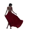 Vestido Halter Vermelho Estilo Francês com Decote V e Amarração para Mulheres, Perfeito para Férias na Praia, Design Deslumbrante nas Costas, Fenda Sexy, Vestido Longo Emagrecedor