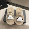 Chinelos Mao para mulheres no inverno novos chinelos forrados de lã de sola grossa fundo engrossado antiderrapante lua chinelos de pelúcia em estoque