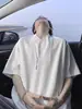 Camiseta de Manga Corta con Cuello Diagonal de Peso Pesado para Hombre, Marca de Verano de Moda Suelta de Media Manga, Nuevo Estilo 2026 para Adolescentes, Manga Tres Cuartos de Moda