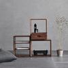 Gabinete a Cuadros de Madera Maciza Estantería Pequeña Estante de Almacenamiento Combinación Libre Piso Simple Lujo Ligero Japonés Estantería Multifuncional