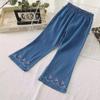 Jeans de Verano para Niñas Estilo Vaquero para Bebé Pantalones Acampanados Finos de Tencel Bordados con Encaje Marca de Moda Personalizada para Niños