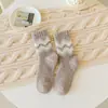 Calcetines de Terciopelo de Coral para Mujer Otoño e Invierno Espesos de Felpa Calcetines de Media Caña para Mujer Calcetines de Luna Postparto Calientes Calcetines de Felpa para el Suelo
