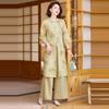 Vestido de verão da mãe Novo terno estilo chinês Moda Nobre Chiffon Conjunto de duas peças 2024 Novo Top de verão feminino de meia-idade e idoso