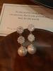 Nuevos Aretes Elegantes Retro Franceses 2024 de Perla Champagne y Diamantes Flash Exquisitos de Alta Gama para Mujer