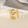 Anel transfronteiriço simples criativo irregular de alta qualidade em aço inoxidável, formato assimétrico, senso de design geométrico para homens e mulheres