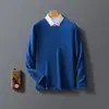 Nuevo Suéter de Lana de Color Sólido con Cuello Redondo 2025, Nuevo Suéter de Lana Casual de Moda Otoño/Invierno, Prendas de Punto para Hombre, Dropshipping Transfronterizo