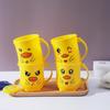 Taza para Gárgaras Infantil Taza para Lavar Casa Pato Amarillo Taza con Cepillo Infantil Dibujo Animado Depósito para Cepillo de Dientes Engrosado Resistente a Caídas Cubo para Cepillo de Dientes