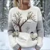 Sudadera de Manga Larga con Cuello Redondo, Corte Ajustado, Estampado Digital con Elementos Navideños Transfronterizos, 250g Franela, Nuevo 2025