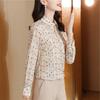 Camisa de Manga Larga para Mujer Primavera y Otoño Elegante Blusa Suelta Estilosa Versátil Base Top de Gasa