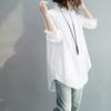 Camisa larga holgada de gran tamaño con lazo para mujer, estilo europeo y americano, primavera 2025, informal, de gran marca.