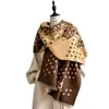Xale de Inverno Espesso Elegante e Intelectual para Mulheres, Cachecol Quente Multifuncional Versátil com Estampa de Leopardo para Passeios de Outono e Inverno