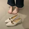 Primer Encuentro Ji Estilo Coreano Estilo Pequeño Chanel Cuadrado de Lunares Punta Cuadrada Mary Jane Bailarinas Slip-ons 2026 Otoño Estilo Suave Bailarinas