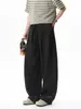 Pantalones casuales de lino sintético retro de moda para hombre, pantalones de pierna ancha holgados deconstruidos de alta costura para verano, pantalones finos de longitud de piso estilo americano