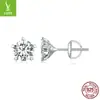 Encanto de plata nuevo estilo simple de lujo ligero pendientes de diamante Mosang para mujer clásico de cinco garras joyería para oreja roscada de plata de ley s925