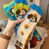 Calcetines Lindos y Originales de Cachorro para Mujer, Calcetines de Media Caña Otoño e Invierno, Diseño de Moda Estilo Ins de Celebridad de Internet, Bloques de Color, Estilo de Dibujos Animados Japoneses para Niñas