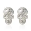 Pendientes retro con cabeza de calavera y diamantes, pendientes de Halloween de hueso premium transfronterizo, pendientes con cabeza de fantasma de ojo grande y cabeza con ruedas