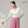 Top de práctica de baile para mujer con tirantes, manga larga y corta, ropa clásica de danza, ballet, entrenamiento corporal moderno para adultos