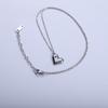 Collar Colgante Corazón de Melocotón Tridimensional Biselado de Acero de Titanio Cadena de Clavícula con Forma de Corazón de Diamante para Mujer