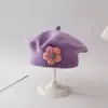 Boina para Niñas, Moda Coreana Otoño e Invierno, Gorro de Lana Tejida de Artista para Bebés y Niñas Pequeñas, Moderno