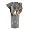 Set de Utensilios de Cocina de Silicona con Mango de Madera Utensilios de Cocina de Silicona con Mango de Madera Juego de Pala Cuchara de Herramientas de Cocina de 12 Piezas
