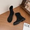 Botas curtas com zíper de bico redondo estilo britânico Botas Martin de salto baixo vintage para mulheres Outono e inverno Camurça Botas finas de verão