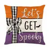 Conjunto de Capas de Almofada Decorativas de Linho para Casa de Halloween com Combo de Capa de Almofada de Sofá de Cabeça de Abóbora Engraçada