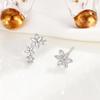 Brincos de Prata de Lei S925 Flor de Verão Elegantes Versáteis Assimétricos Acessórios Personalizados para Unha de Osso de Orelha para Mulheres