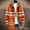 Cárdigan con capucha y cremallera de corte holgado para hombre con estampado a todo color de nuevo elemento azteca, chaqueta de algodón, DIY desde la imagen
