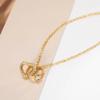 Colar estilo coreano de anel duplo dourado em aço titânio, luxo leve, moda, design de nicho, temperamento, personalidade, simples, corrente para clavícula versátil