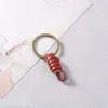Llavero de Piel de Vaca de Primera Capa Tejido a Mano Accesorios Hechos a Mano DIY Llavero de Coche Colgante de Muñeco de Oso Pequeño Venta al por Mayor