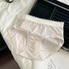 Pantaletas de Seda Hielo Refrigerantes para Mujer, Estilo Delgado de Verano, Cómodas con Tacto Natural, Cintura Media, Ajustadas a la Cadera, Sin Costuras, Ribete de Encaje, Entrepierna de Algodón Puro, Braguita Triángulo