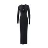 Estilo Europeo y Americano Otoño Ropa de Mujer Sexy con Cortes Ropa Privada de Celebridad Elegante Flor Estéreo Manga Larga Delgado Vestido Largo