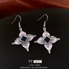 Novos Brincos Pingente de Flor Cravejados com Diamantes Estilo Chinês, Estilo Étnico, Design de Gancho de Orelha Moderno e Elegante, Brincos de Nicho para Mulheres Venda por Atacado